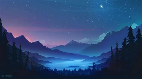 260X285 Resolution Starry Landscape 4K Cool Blue Moon 260X285 Resolution Wallpaper Wallpapers Den